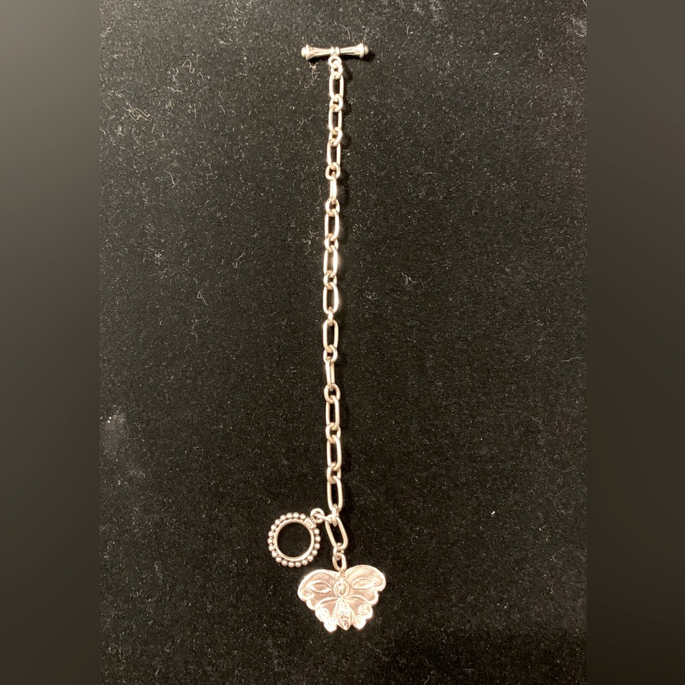 Sterling Silver Bracelet with Butterfly Charm. - Picture 2 of 4